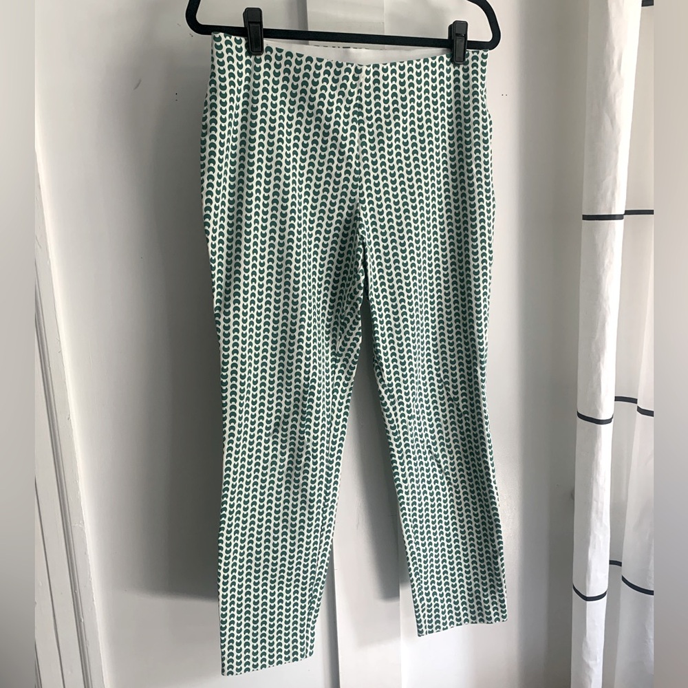 A New Day Green Cream Pull on Side Zjp Cropped Ankle Length Skinny Pants Sz 10
